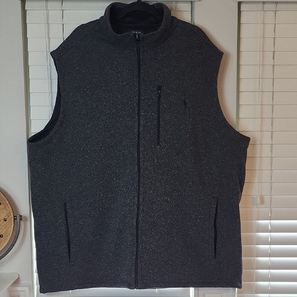 POLO Ralph Lauren Men's Dark Gray Zip-Front Vest. Size 4XL